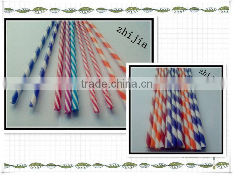 Hard plastic striped drinking straw