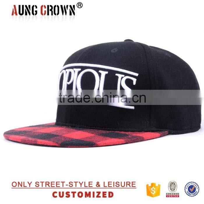 Fashion hip-hop custom made 3d embroidered snapback cap hat