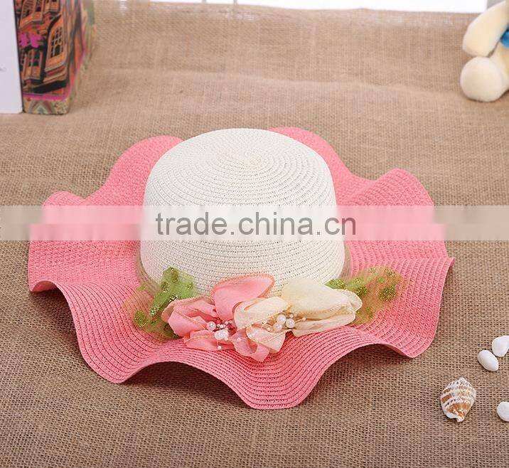 Promotion Ladies Flower Sombrero Hat,Straw Hat Beach Hat For Women