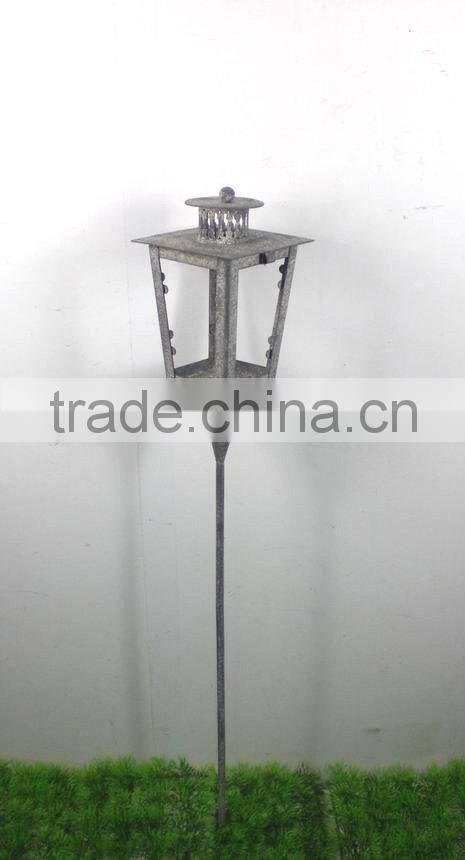 8009336F- square metal candle lantern w/stick