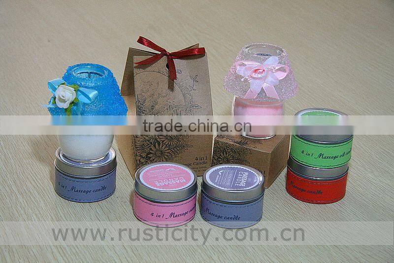 "BRIGHT" glass jar candle with led candles with real flame