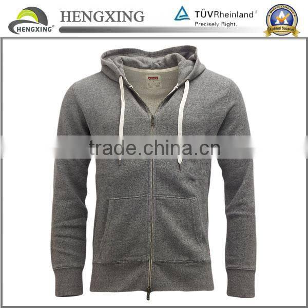 High Quality 100% Cotton Pullover Men Grey Hoodies