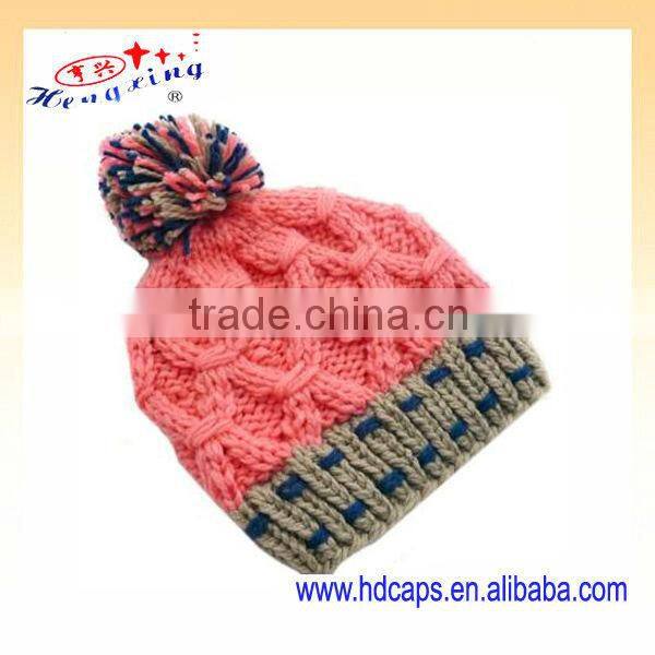 high fashion Turn up pom knitted beanie caps and hats