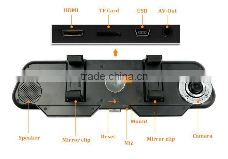 4.3 Inch LCD 1080P Full HD 5.0M Pixel 140 Degree Wide Angle Bluetooth Anti-glare Camera Car Rear View Mirror