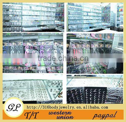 fashion stainless steel with crystal skull lip piercing