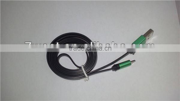 noodle flat metallic shell usb data charger cable for Samsug Sony HTC