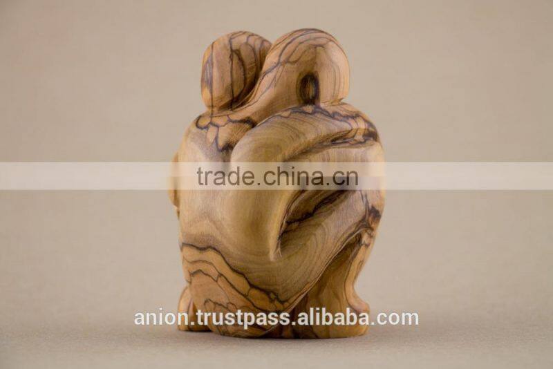 Olive Wood Carved Composition of Loving People