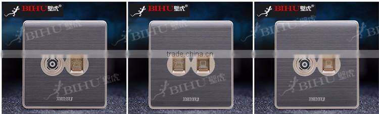 PC brushed stainless steel material network computer wall socket rj45 wall outlet