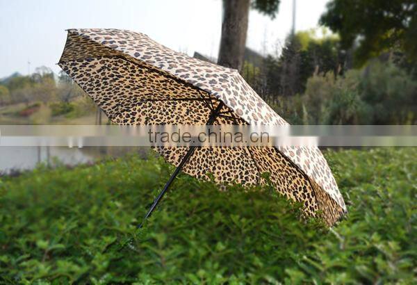 Auto Open Close Folding Umbrella with Leopard Printing