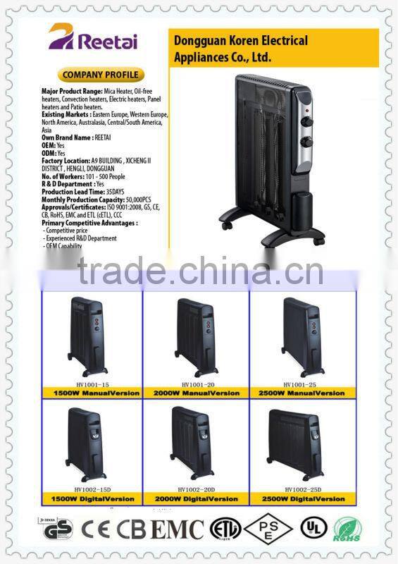 1500W Electric-Heaters and Convection Heater with CE,RoHS(Supply our mica heating element to Dimplex )