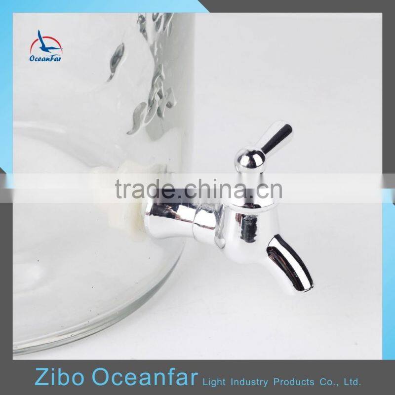 High Quality 5L Jug Glass Juice Dispenser Tree Embossed Beverage Dispenser With Tap