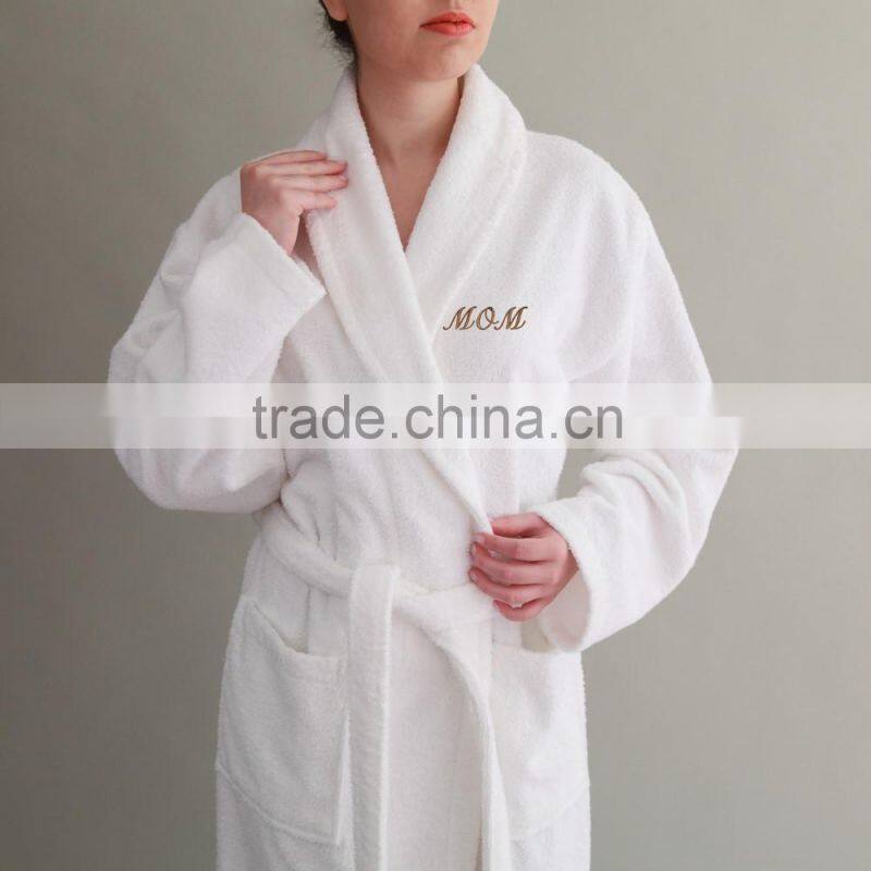 Latest new gown designs elegant egyptian cotton fabric bathrobe