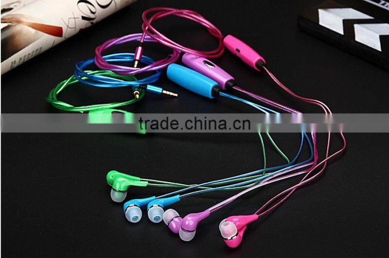 Hot Selling LED Flash Light 3.5mm Stereo Earphone Earbud Headphone Headset With Mic + USB Cable