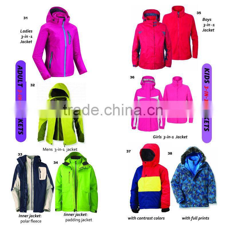 kids winter jackets/ snow wear /3-in-1 jacket