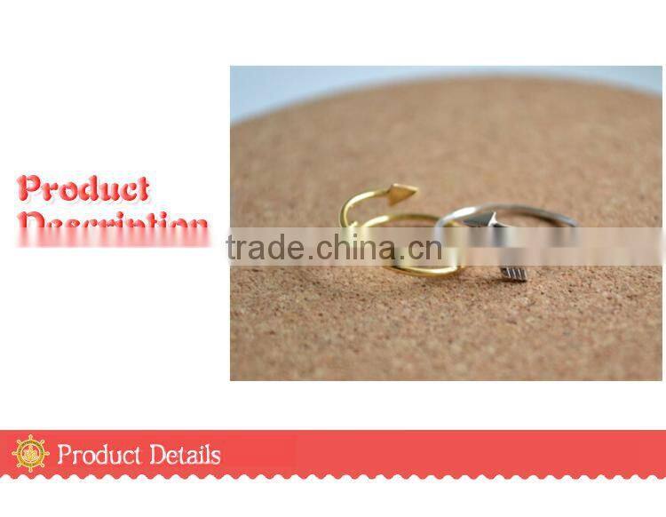 2015 Gold/Silver/Rose Gold Jewelry Brass Adjustable Tiny Arrow Rings Vintage Gold Plated Ring Women Men Jewelry/