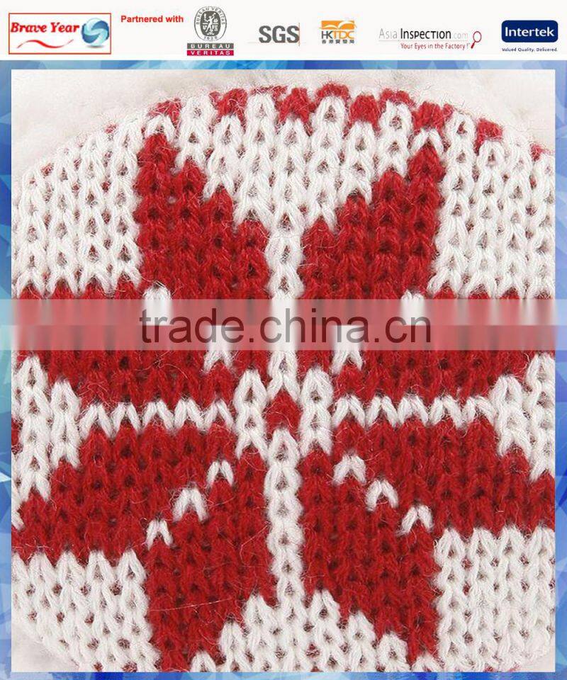 ladies fashion snowflake knitted winter earmuffs with fluffy lining