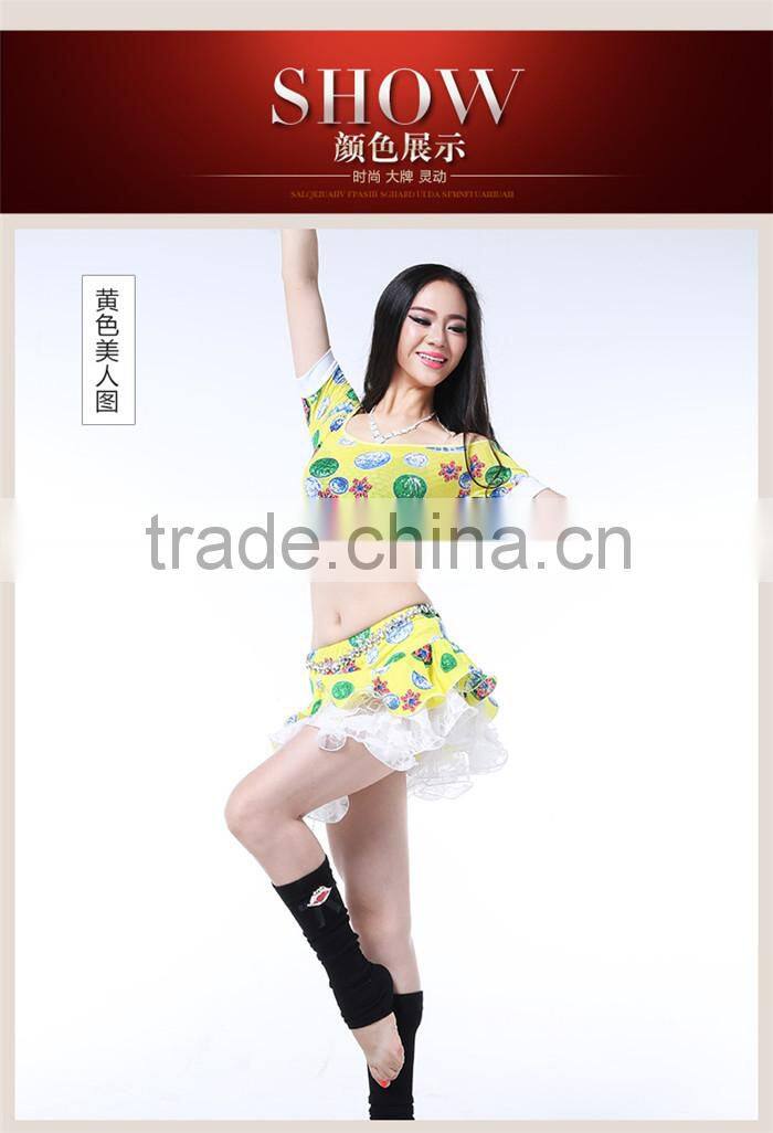 Wuchieal New Belly Dancing Costumes,Top+Skirt Suit, Sexy Modern Fashion Belly Dance Practice Wear