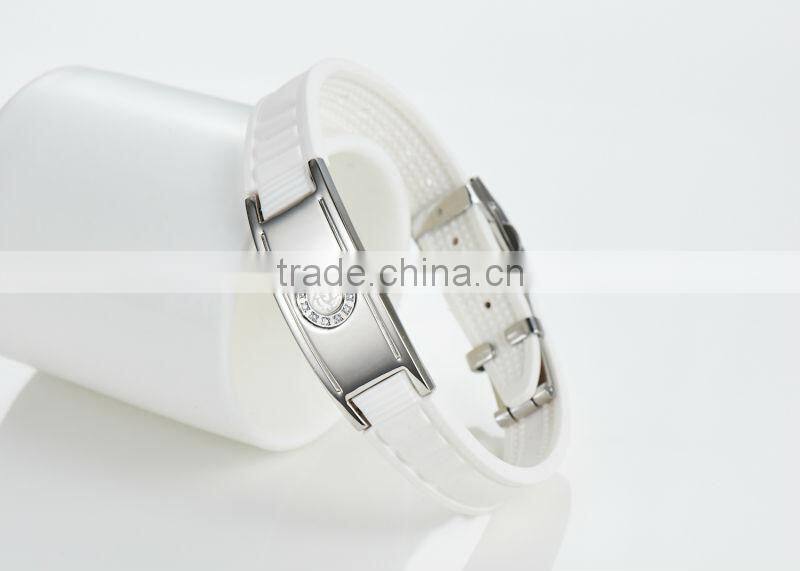 Noproblem D002 office lady fashion jewelry magnetic bead silicone silver girl bracelet