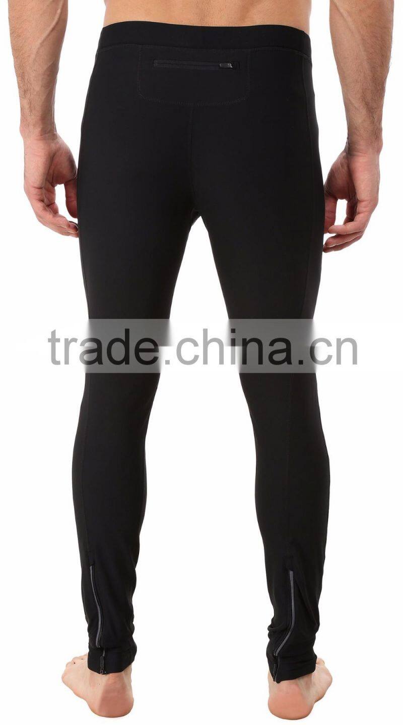 Ramax Custom Mens Black Compression Running Tights With Back Zip Pocket