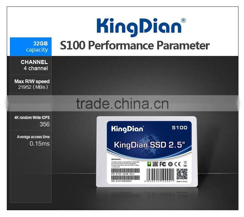 KingDian 2.5' SATAII 32GB Original Brand Solid State Drive SSD hard drive packing box (S100 32GB)