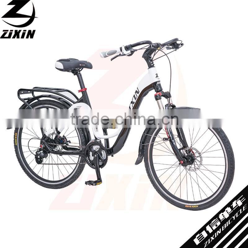 5) Aluminum alloy 6061 frame mechanical disc brake 26 inch 24 speeds hydraulic fork city bike with KENDA tyres