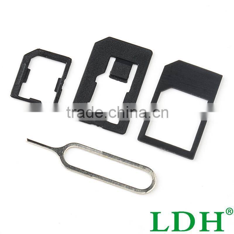 3 in 1 Nano Micro Standard SIM Card Adaptor Adapter & Tools For Iphone 4 4S 5 Black XDA1174