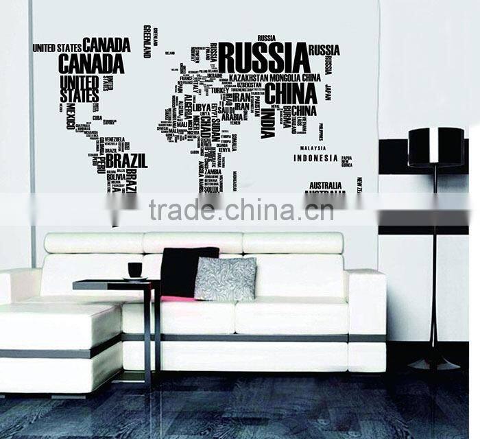 Letter Fashion Large decal world map wall sticker