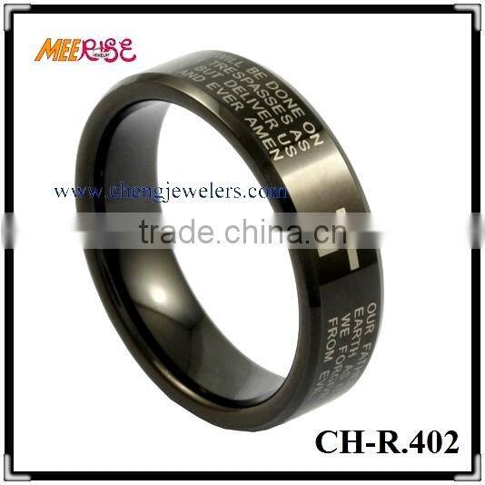 2015 Celtic Woven celtic knot Engraved Black Band for man dome ring/cheap celtic ring