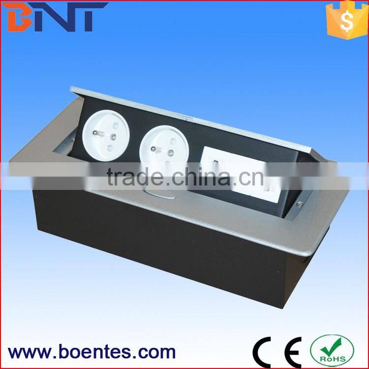 Europe Popular Desktop Power Pop Up Socket with French/EU/UK Outlet for Conference Furniture