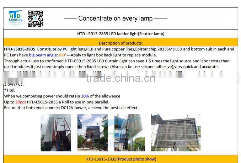 high brightness eco-friendly 2835SMD rigid light for light box led ladder light