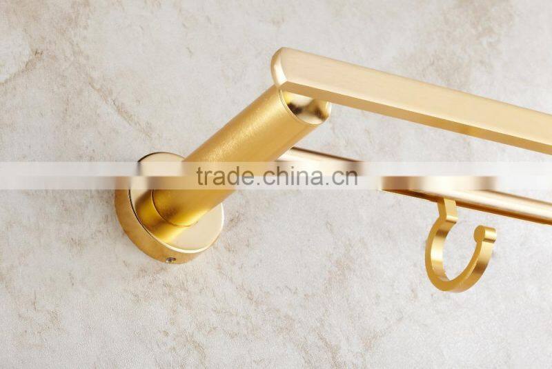 China Cheap Price Bathroom / Golden color /Double Bar Towel shelf #15002