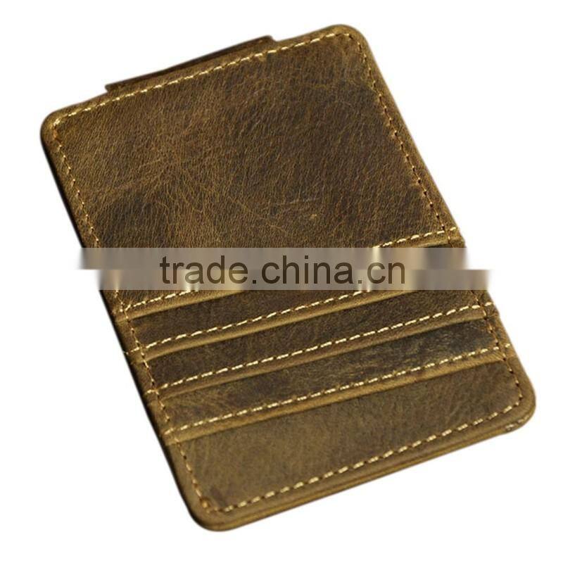 Boshiho crazy horse leather wallet to clips