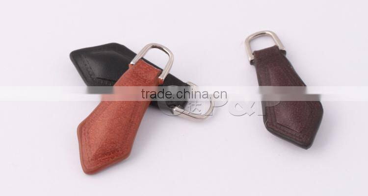 Good plating leather metal zipper puller