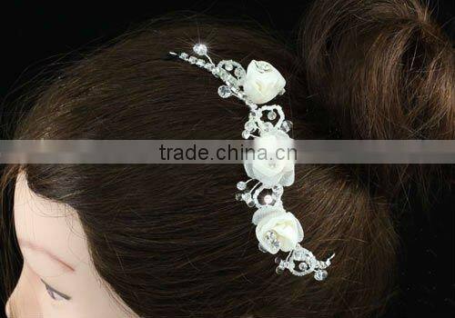 Bridal Flexible Ivory Satin Rose Hair Flowers CT1399