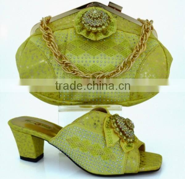 Italian leather hand bag mix middle heel women sandals shoes and bag set