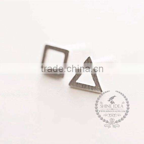 925 sterling solid silver hollow triangle and hollow square earring stud fashion women earrings 6730611
