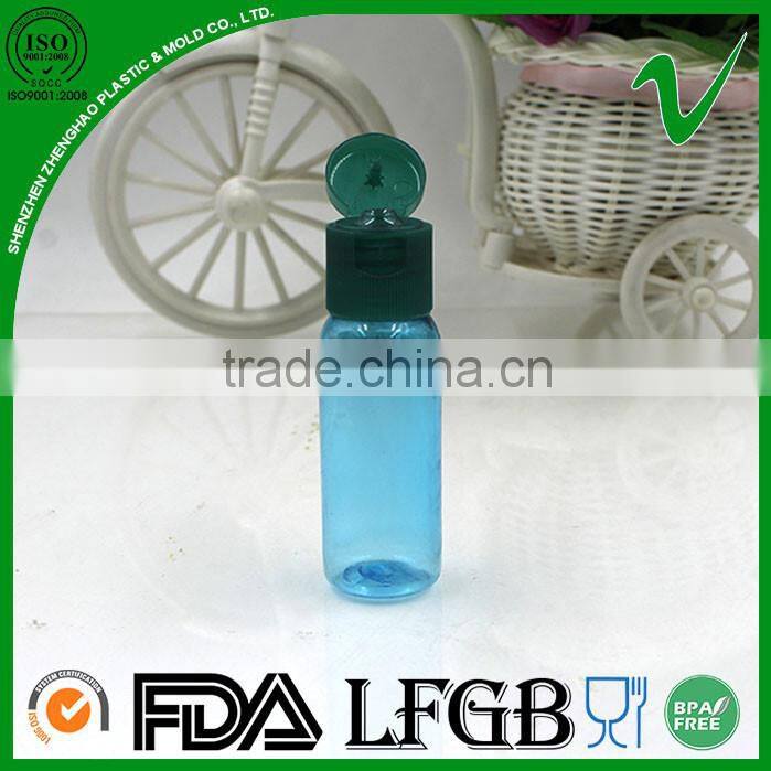 Hot sale empty cylinder 30ml cosmetic plastic bottles with flip top cap