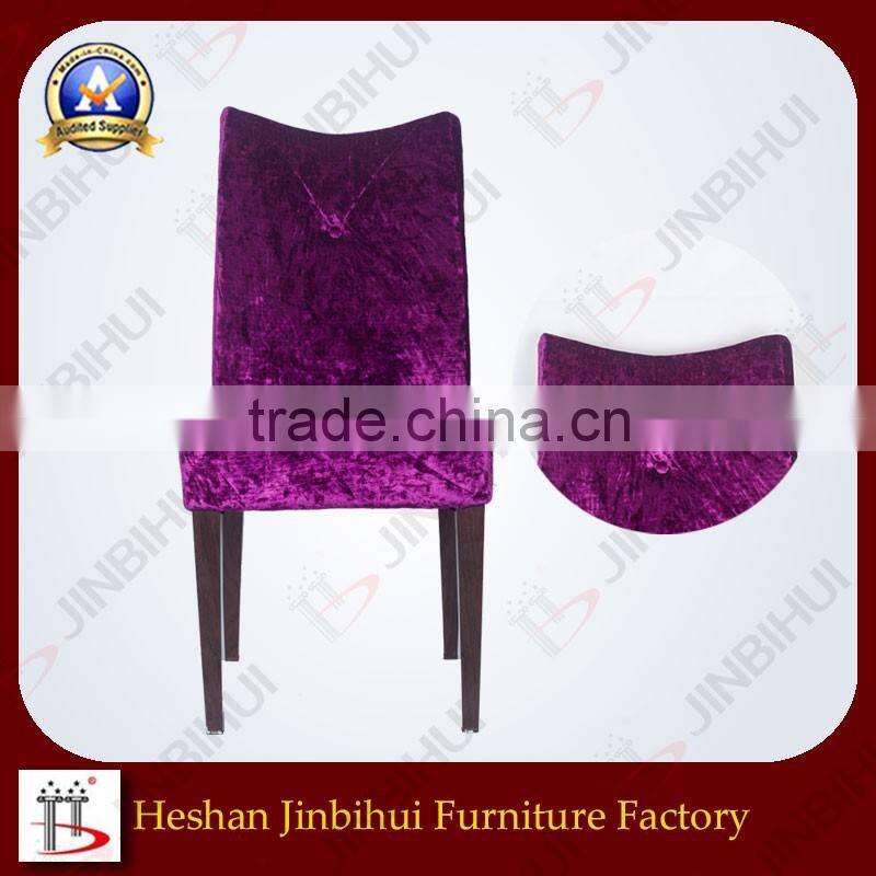 Purple Fabric Stacking Wood Imitation Aluminium Hotel Chair