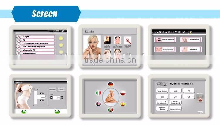 Multifunction 8 in 1 elight ipl cavitation nd yag laser physiotherapy device