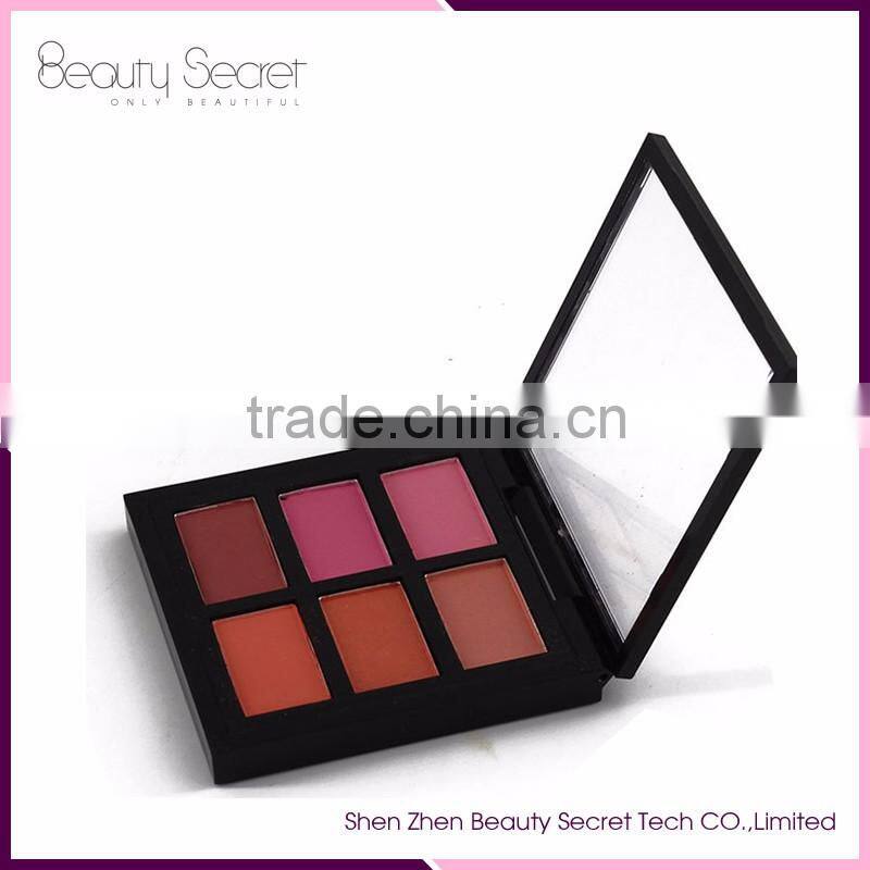 Wholesale make-up cosmetic product factory private lable blusher 6 colors blusher palette