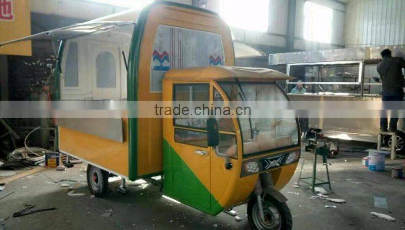 New fashion mobile food car, crepe food truck for sale with three wheels