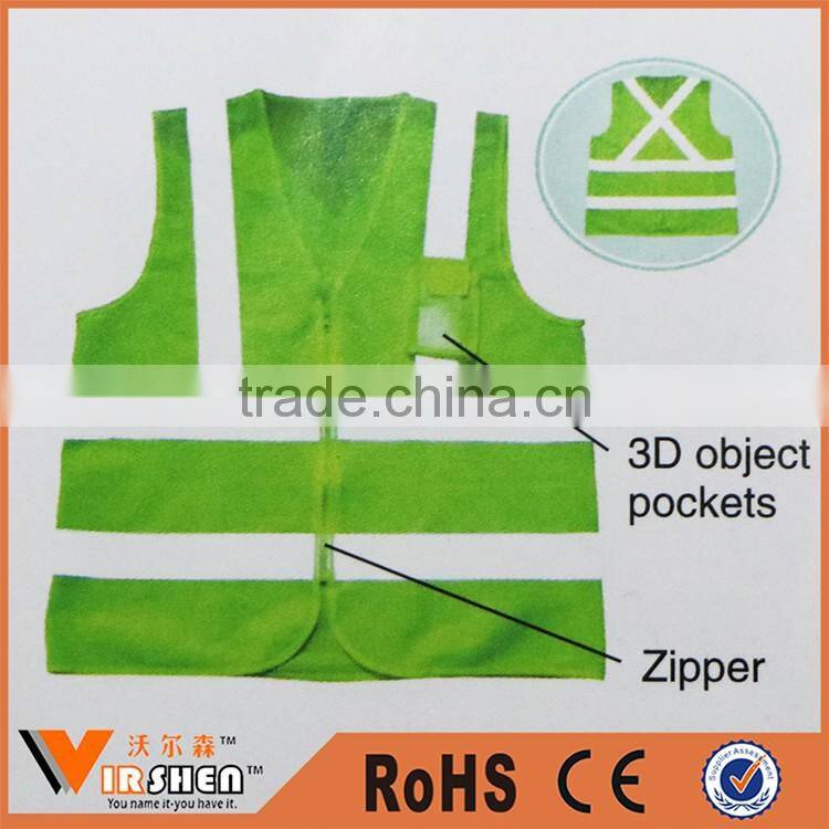 Reflective safety clothing airport walking safety vest with pockets