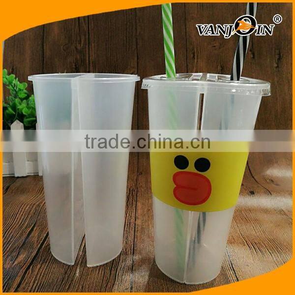 China Supplier Disposable PP Translucent Split Coffee Cups 700ml