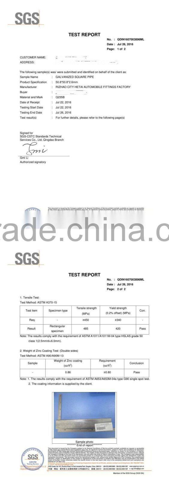 Galvanized Steel Perforated Square Sign Post