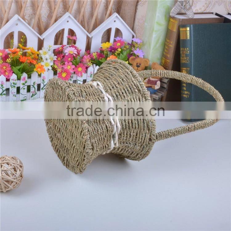 Wholesale planter with plastic liner seagrass handmade flower girl basket