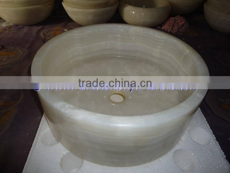 NICE & SHINE PURE WHITE ONYX ROUND BOWL SHAPED SINKS AND BASINS