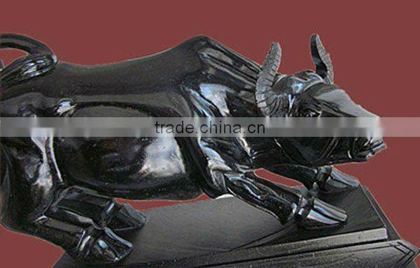 Black Small Marble Animal Craft of Ox Statue