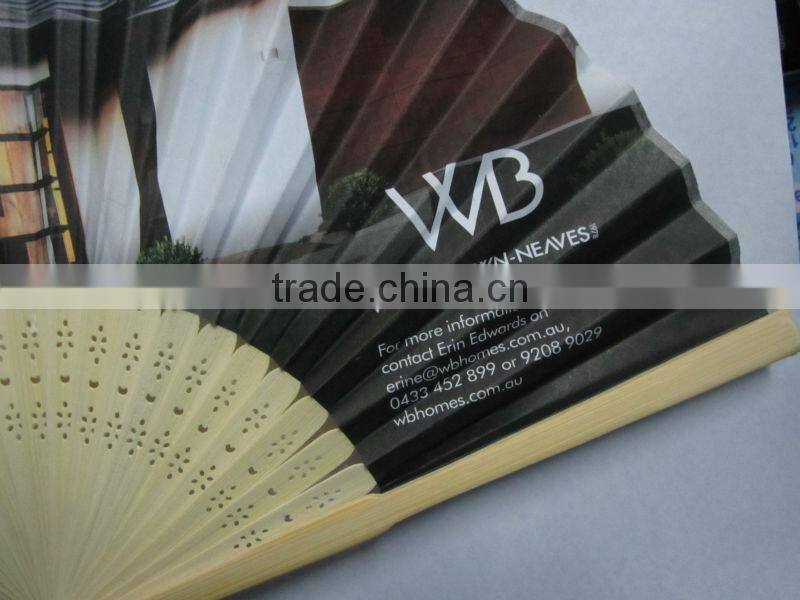 New Desgin Full Logo Printing Fabric Bamboo Fan