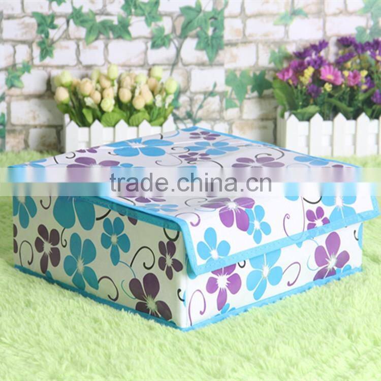 N488 Good Quality Rectangle Non Woven Coated Water Proof Foldable Storage Box Polka Dot Bin