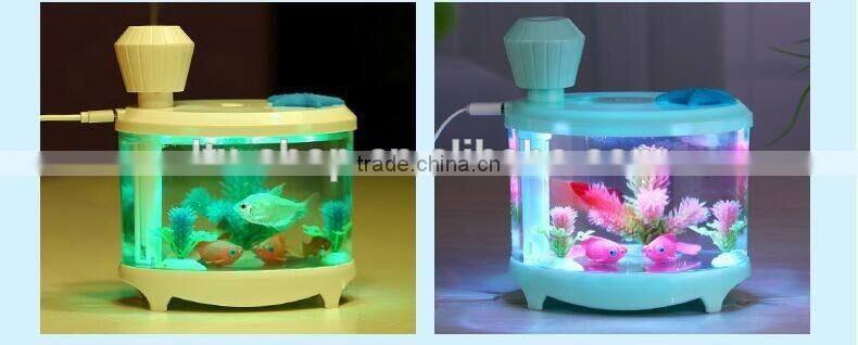2016 Decrative Creative Desk Micro Landscape Aquarium Fish Tank Light Household USB Ultrasonic Mist Spray Air Humidifier